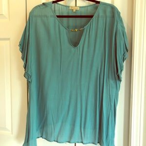 Democracy Keyhole Blouse Dusty Teal